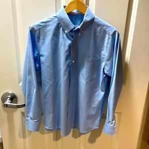 Boys Light Blue Button Down Cotton/Polyester Dress Shirt
